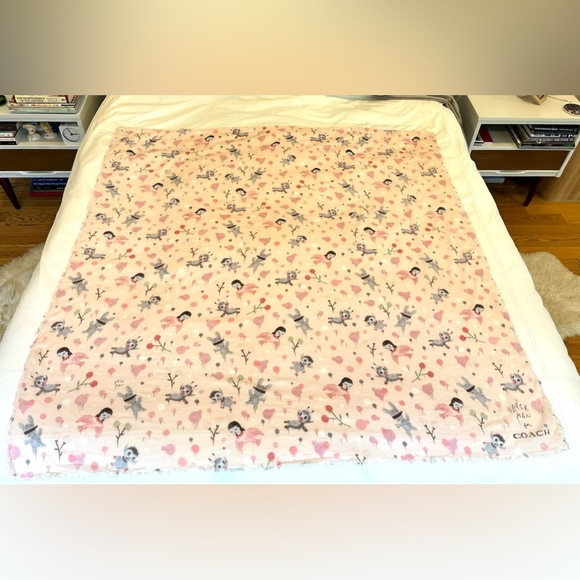 COACH Gary Baseman Art SCARF! Oversized Square. Cotton Silk Blend. *Rare* - Picture 3 of 10